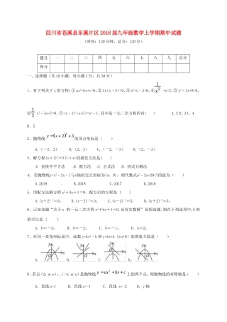 四川省苍溪县东溪片区届九年级数学上学期期中试卷 新人教版试卷