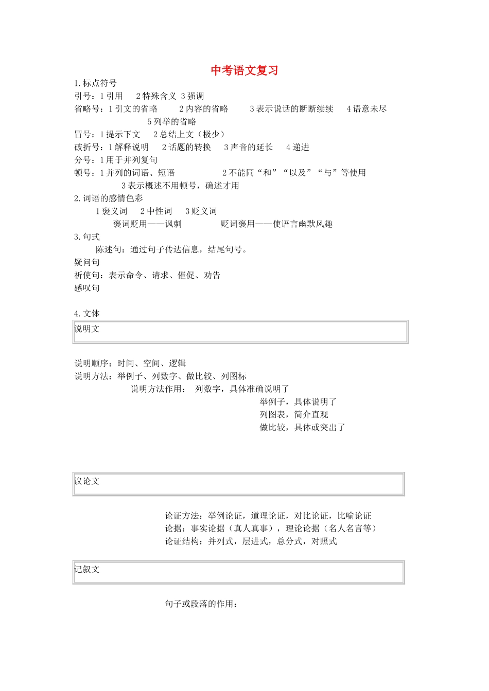 中考语文复习 标点符号 人教新课标版试卷_第1页