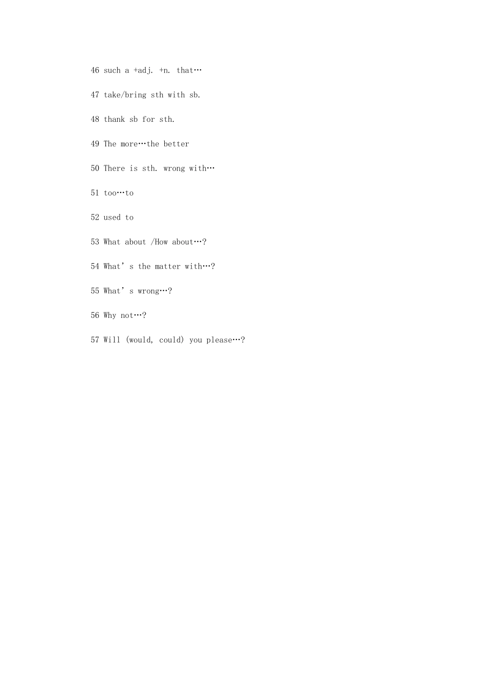 中考英语 应掌握的57个句型 外研版试卷_第3页