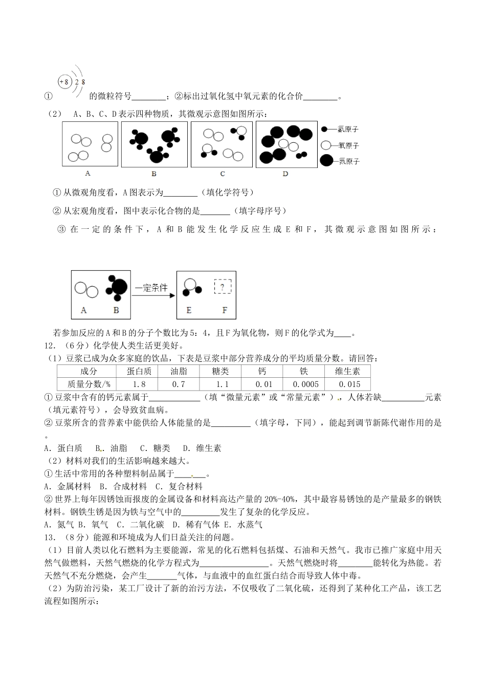 九年级化学学业水平调研检测试卷试卷_第3页