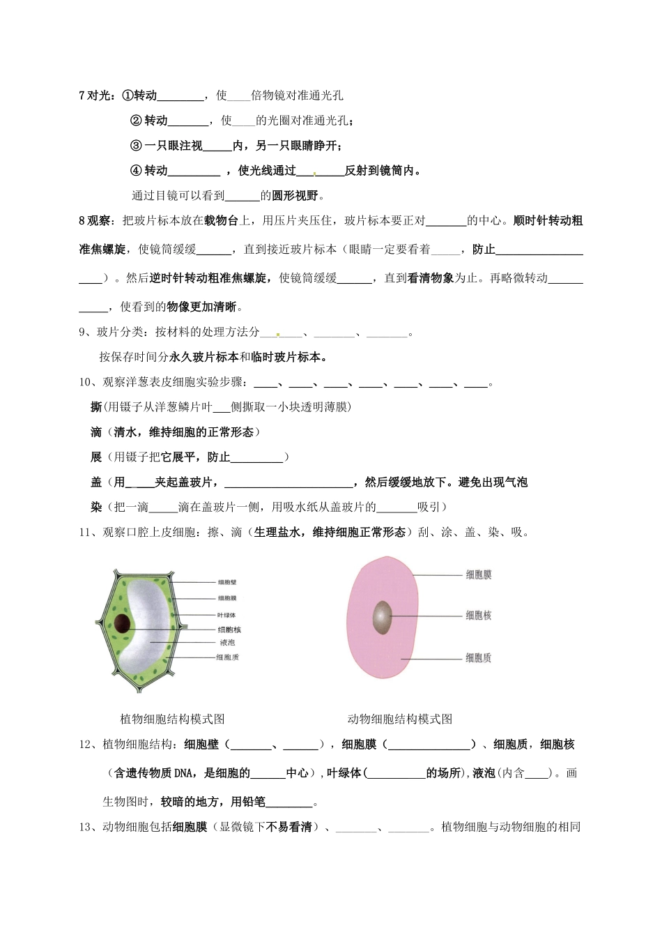 山东省临沂市七年级生物上册 一二三的基础知识回顾(新版)新人教版试卷_第2页