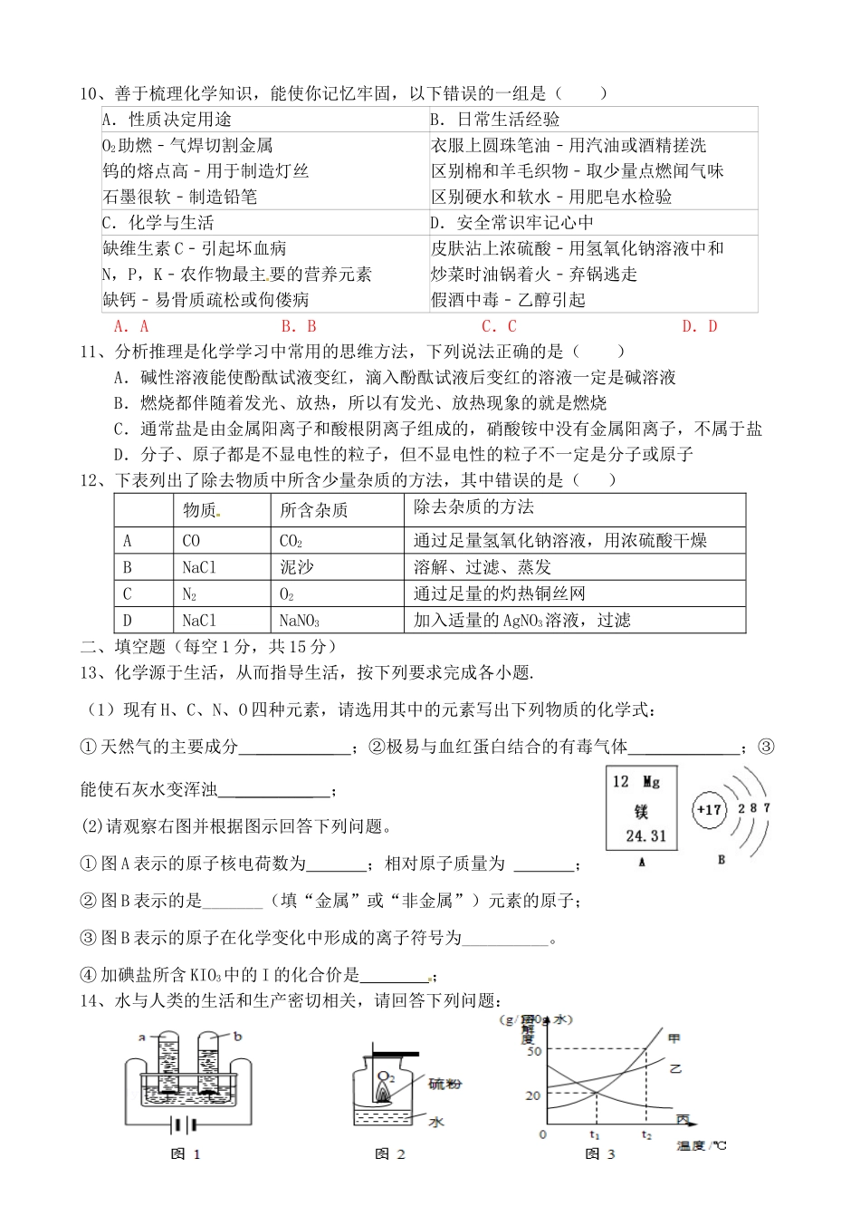 九年级化学第二次质量检测试卷_第2页