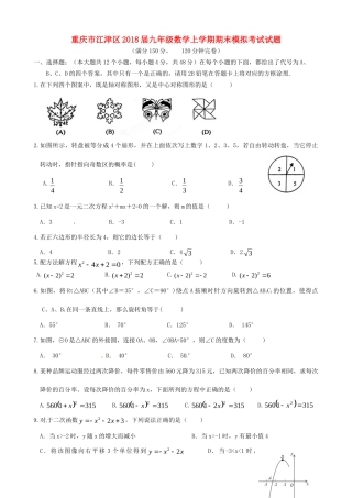 九年级数学上学期期末模拟考试试卷 新人教版试卷