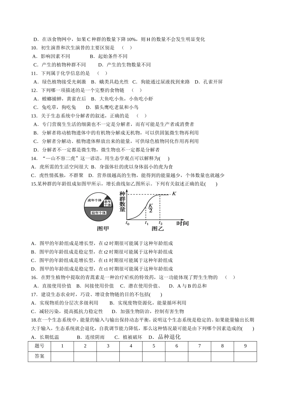 生态部分单元测试题_第2页