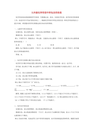 九年级化学用语中所包含的信息专题辅导试卷