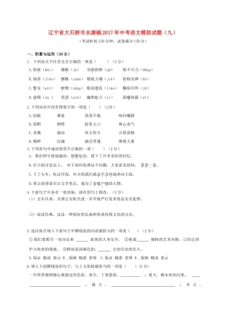 中考语文模拟试卷(九)试卷
