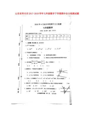 山东省寿光市七年级数学下学期期中自主检测试卷华东师大版试卷