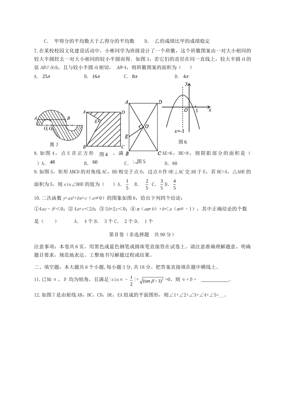 四川省简阳市届九年级数学下学期期中试卷_第2页
