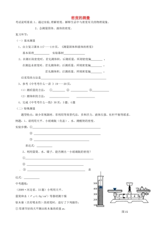 中考物理专题复习 密度的测量试卷