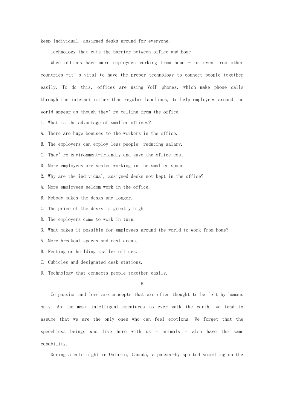 山东省泰安市高三英语一轮检测(一模)试卷_第2页