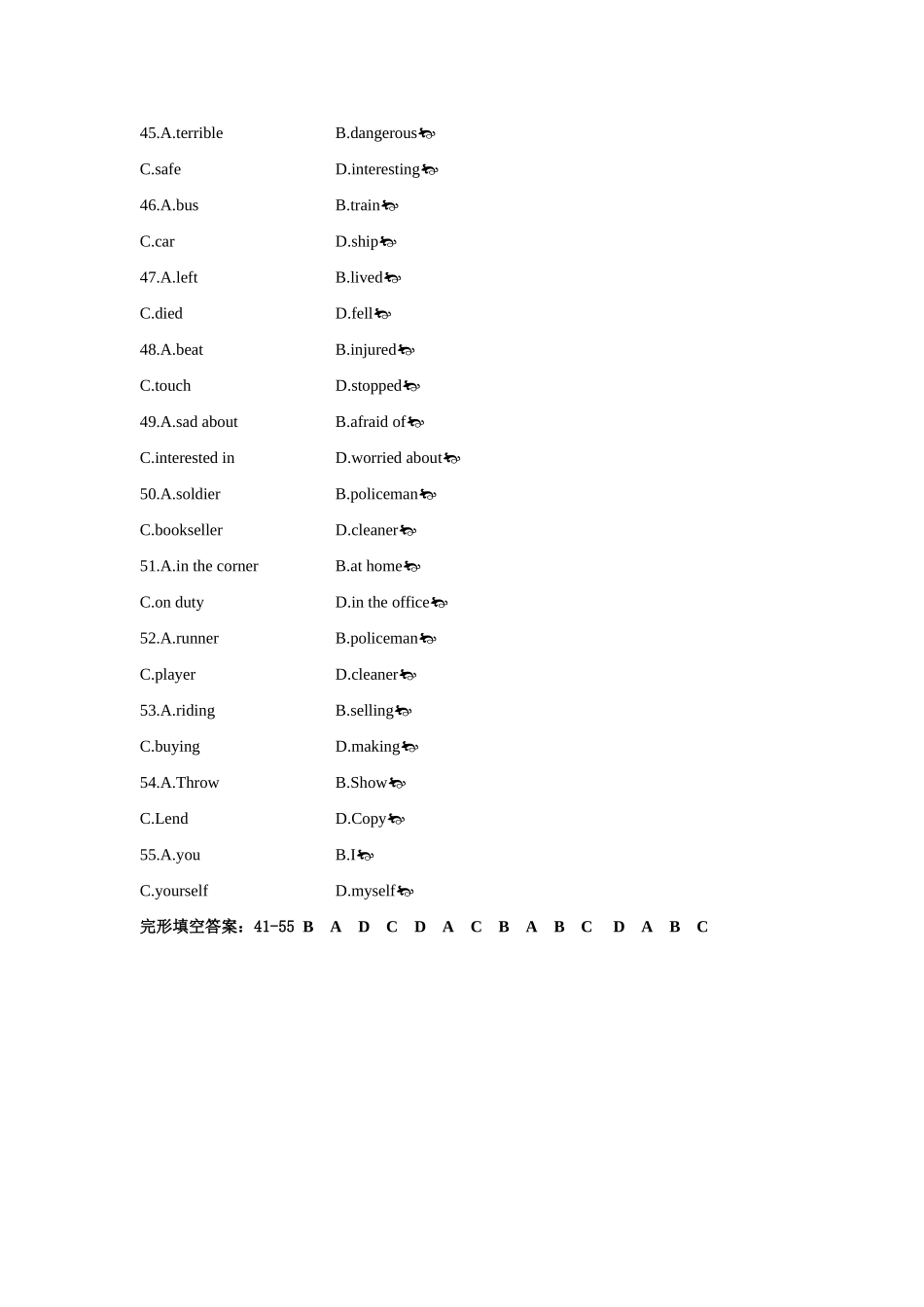 中考英语模拟试卷汇编(四) 完形填空4试卷_第3页