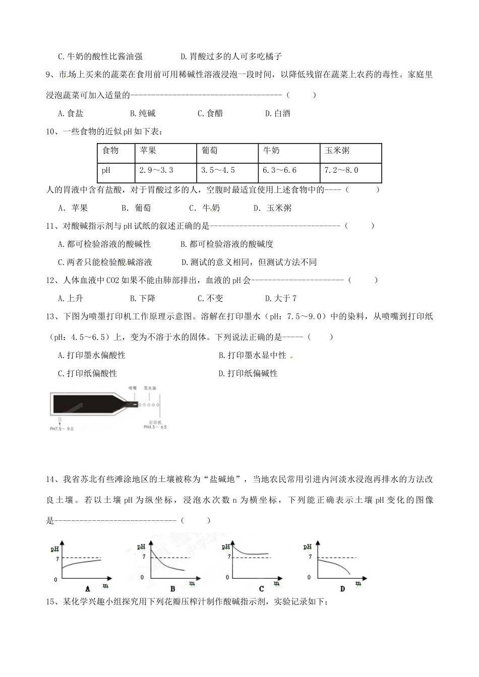 九年级化学 第一周家庭作业 新人教版试卷_第2页
