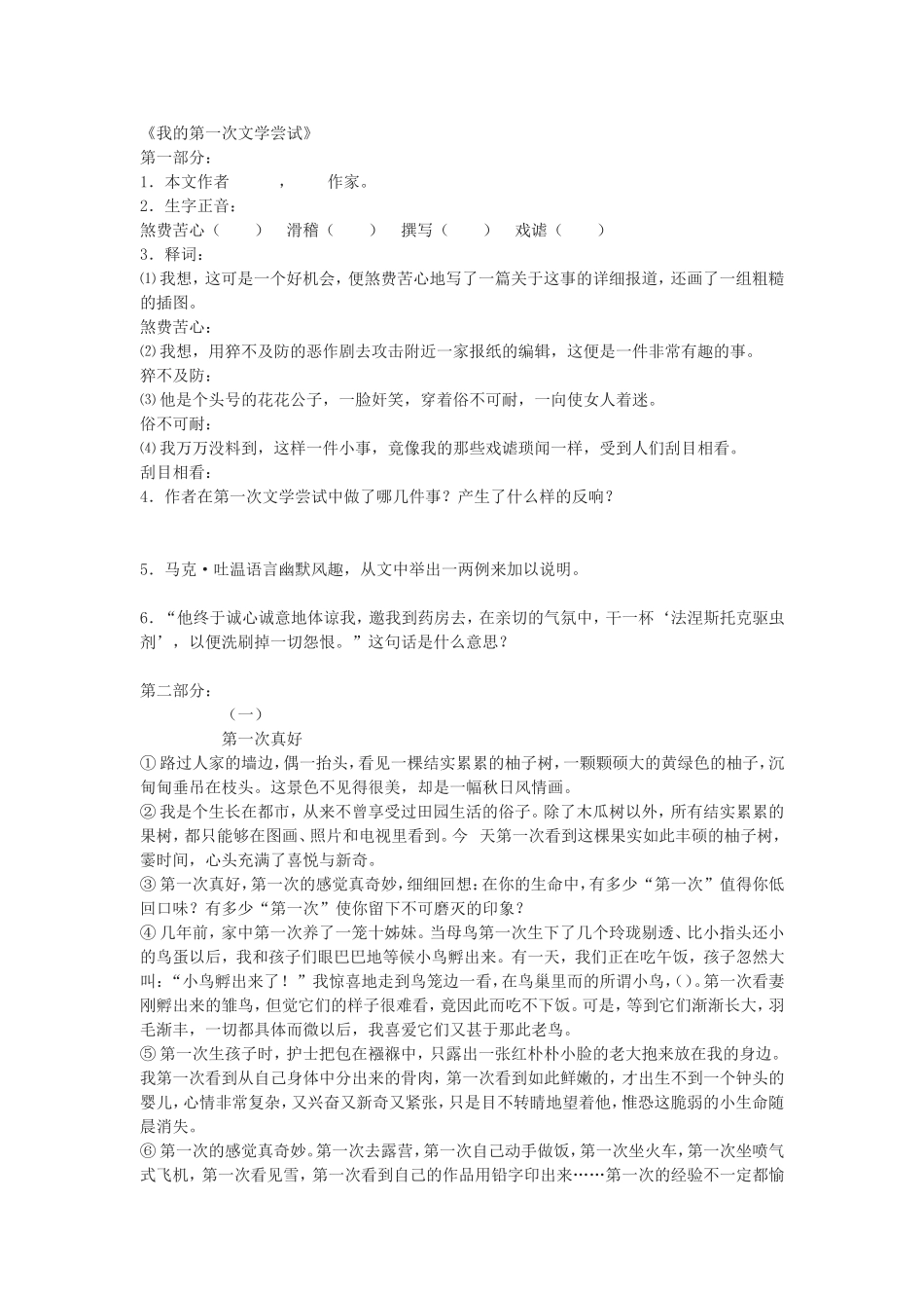 我的第一次文学尝试练习_第1页