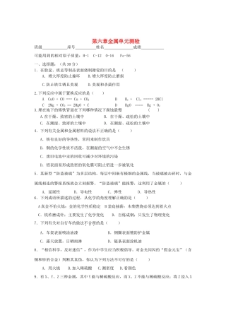 九年级化学下册 第六单元金属单元测试 粤教版试卷