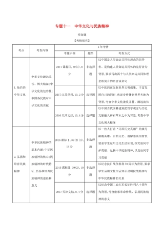 （课标专用 5年高考3年模拟A版）高考政治 专题十一 中华文化与民族精神试题-人教版高三全册政治试题