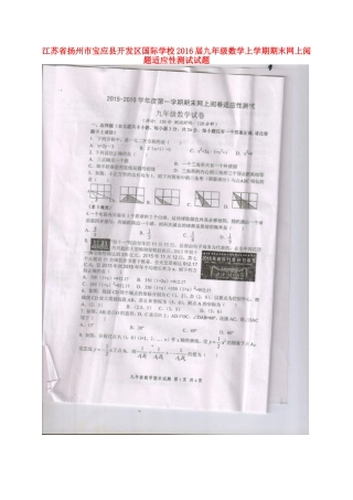 九年级数学上学期期末网上阅题适应性测试试卷 苏科版试卷