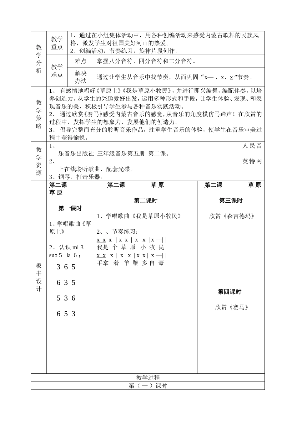 三年级音乐教案第二课-草原_第2页