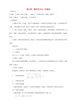 九年级数学 第六课 数的开方与二次根式复习 华东师大版试卷