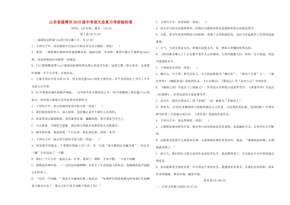 中考语文总复习考前验收卷试卷_第1页