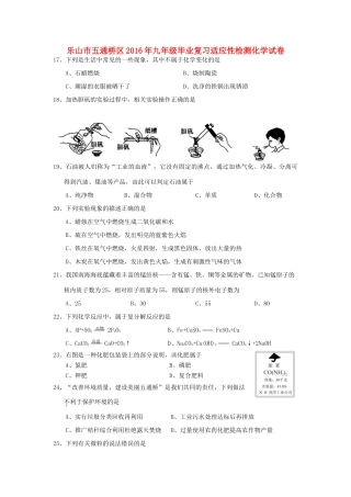 九年级化学毕业复习适应性检测试卷试卷