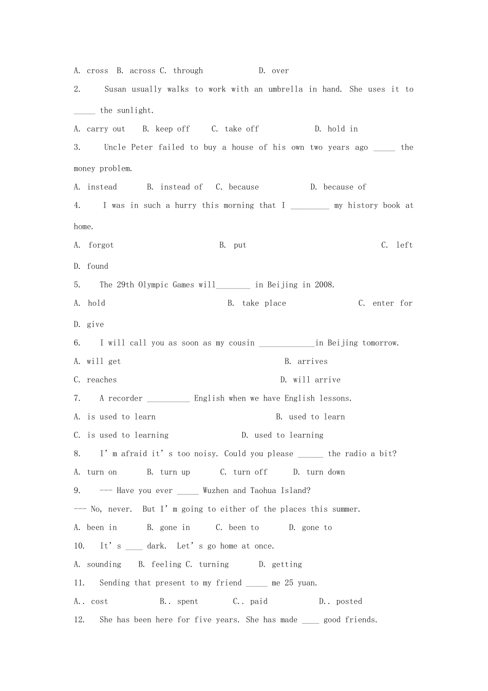 山东泰安山口二中中考英语复习冲刺训练 词义辨析试卷_第3页