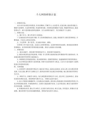 个人网络研修计划