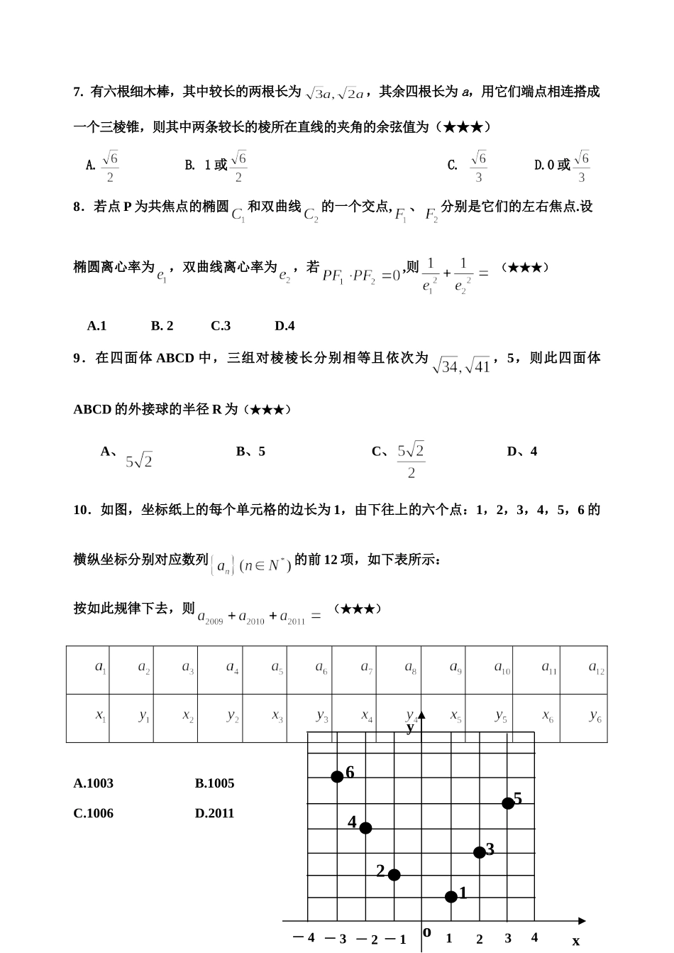 孝昌二中高三数学理科检测卷(12)试卷_第2页