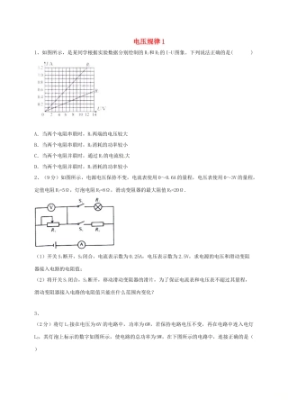 吉林省吉林市中考物理综合复习 电压规律1 新人教版试卷