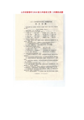 山东省新泰市九年级语文第二次模拟试卷试卷