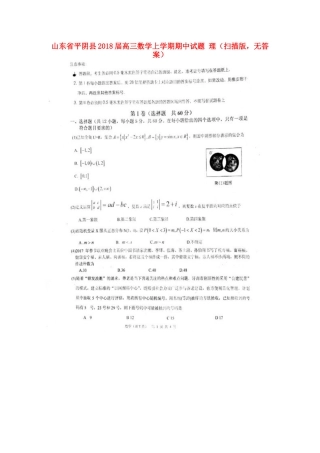 山东省平阴县高三数学上学期期中试卷 理(扫描版，无答案)试卷