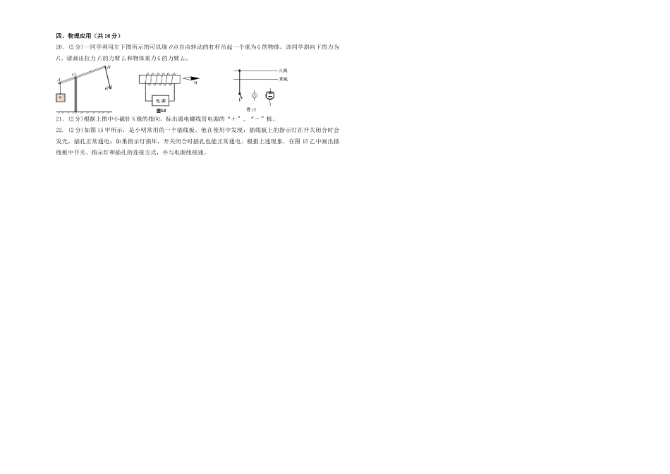 中考物理模拟试卷人教新课标版试卷(00001)_第2页