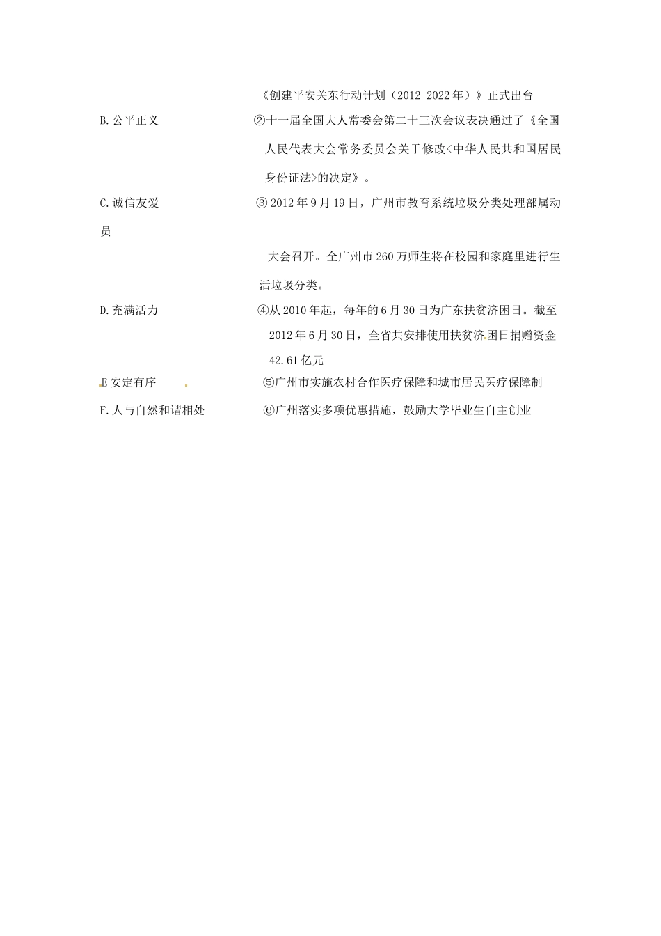 九年级政治全册 第九课 第一框 我们的共同理想课堂小测 新人教版试卷_第2页
