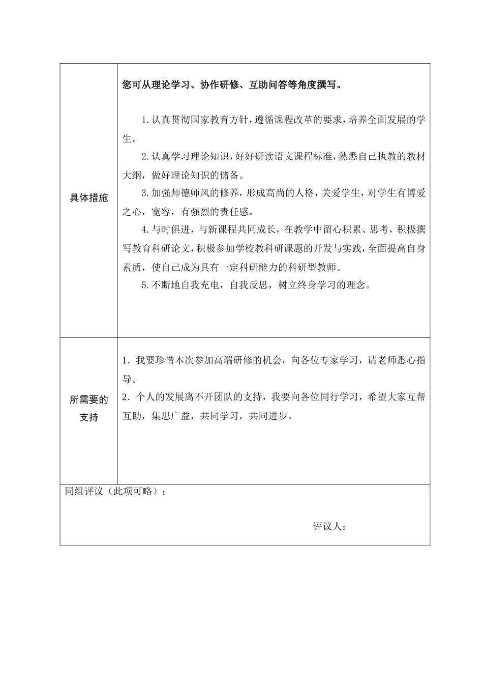 青海省湟中县陈蓓教师个人本项目研修计划参考表单_第2页