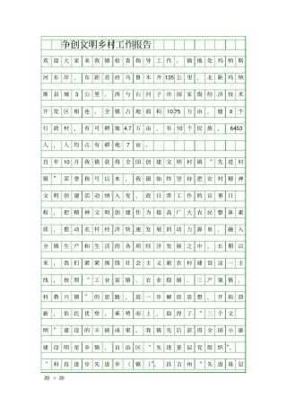 争创文明乡村工作报告精品工作报告