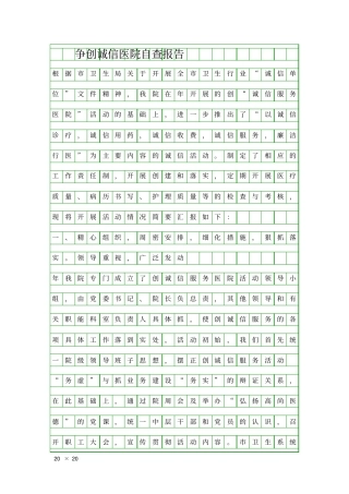 争创诚信医院自查报告精品工作报告