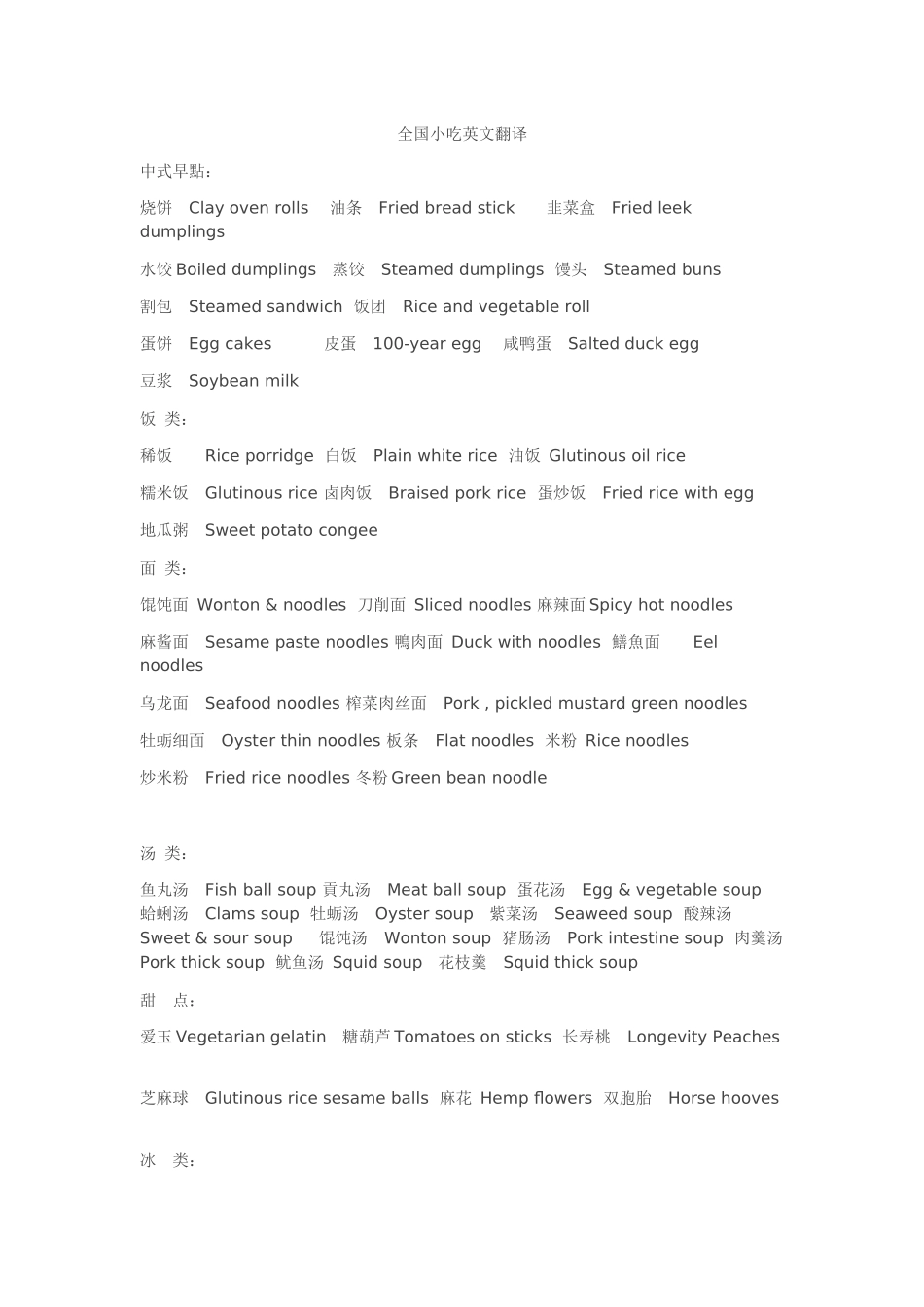 全国小吃英文翻译_第1页