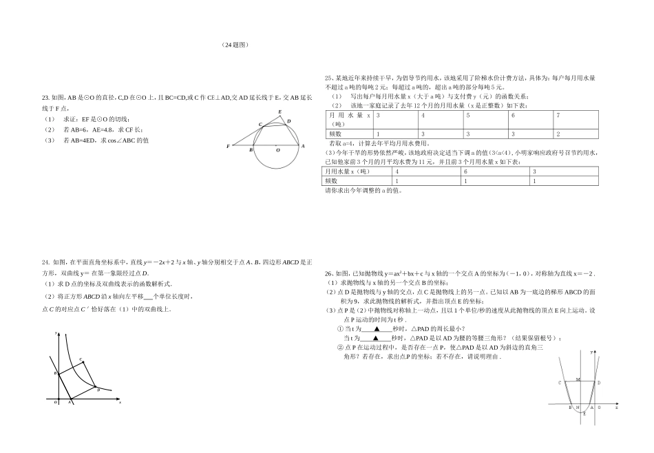 数学模拟试卷一_第3页