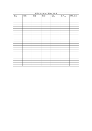 桑园小学六年级学生情况登记表