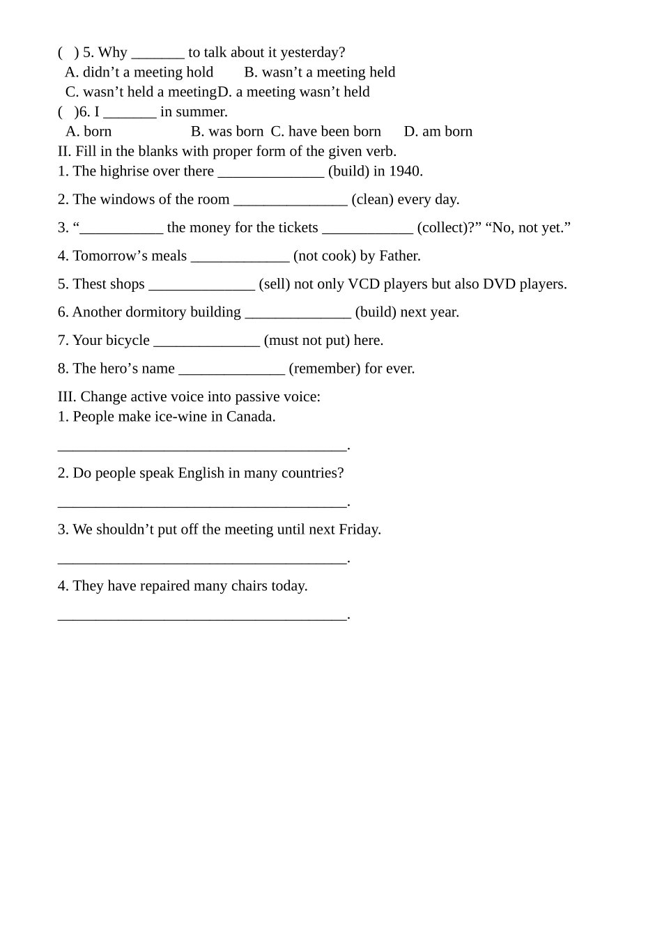 (初中)被动语态专项练习_第2页