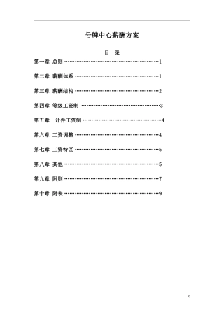 号牌中心薪酬方案(修改稿)