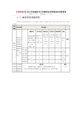 2014全员暑期考核要求