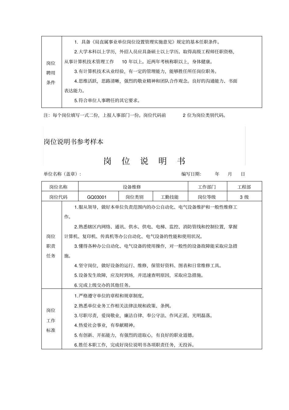 事业单位岗位说明书参考样本_第3页