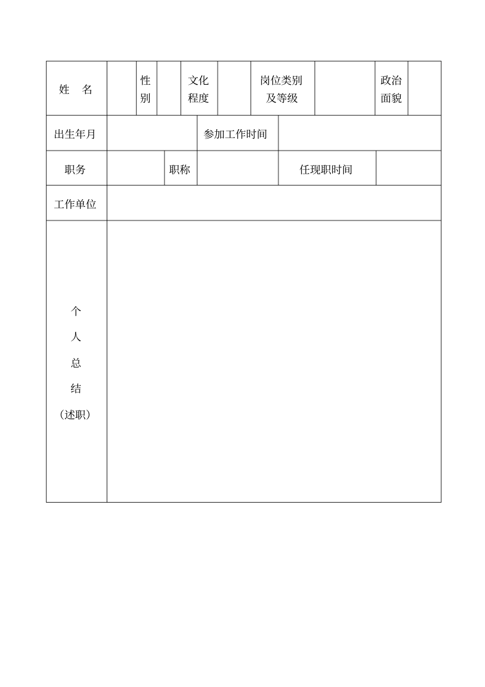 事业单位工作人员及机关工勤人员年考核登记表电子档_第2页