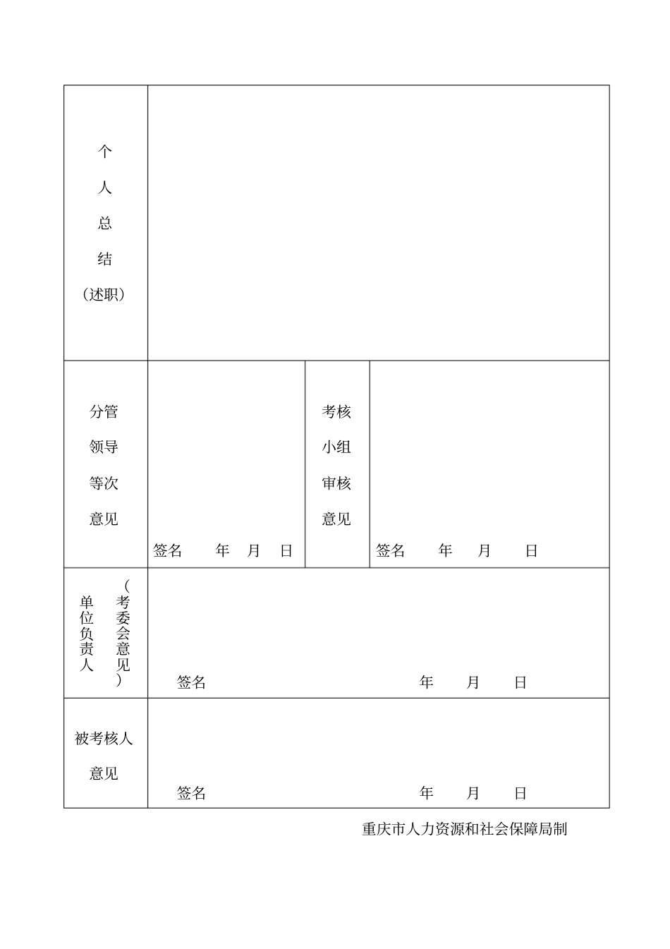 事业单位工作人员及机关工勤人员年考核登记表电子档_第3页