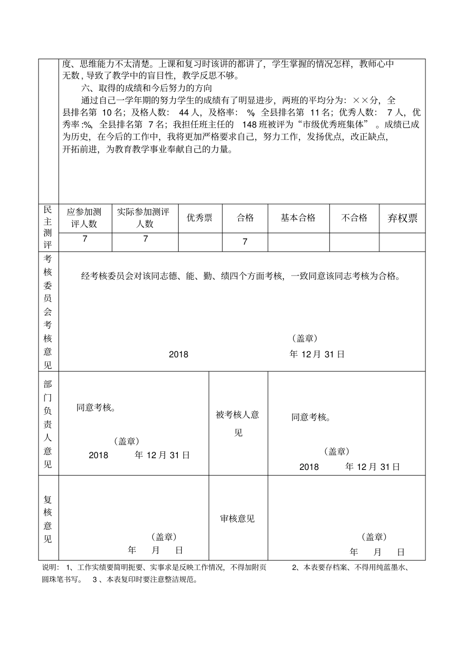 事业单位工作人员年考核表_第2页