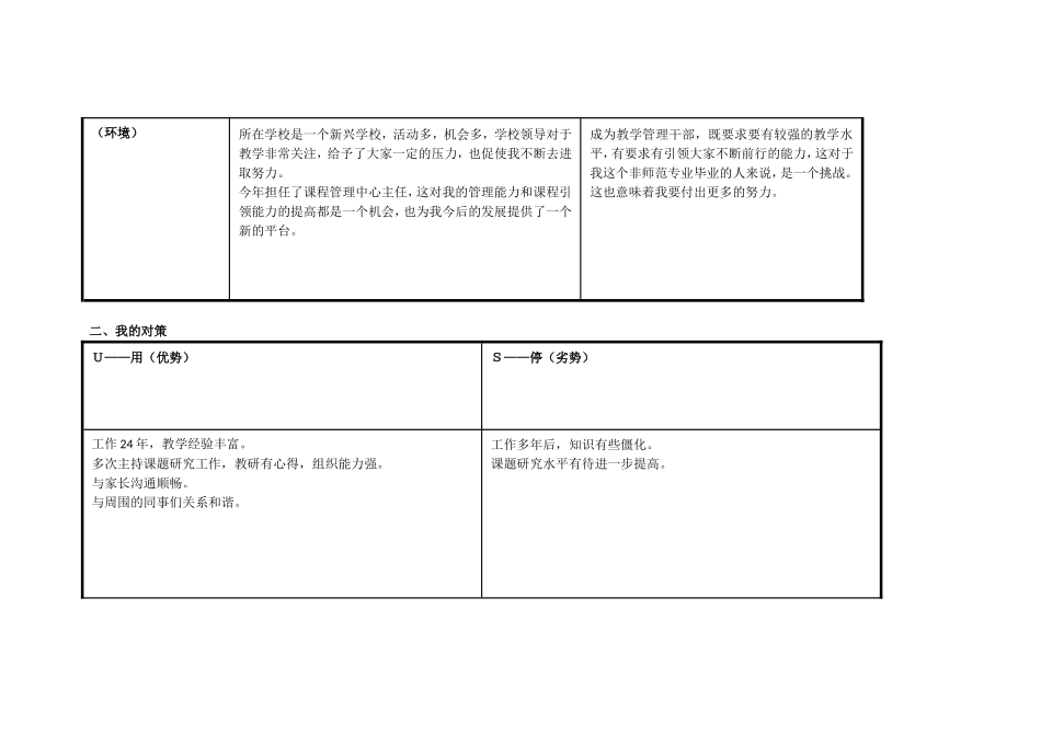 湖北武汉东湖高新区罗晖：个人自我诊断SWOT分析表_第2页