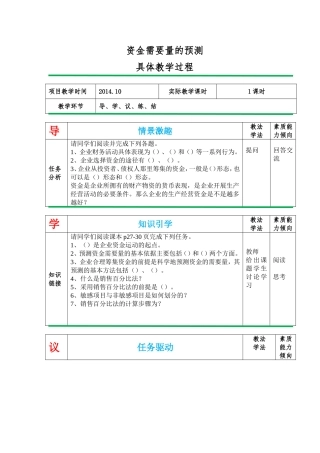 资金需要量的预测