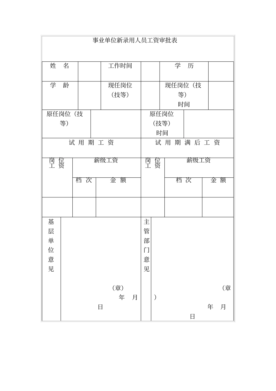 事业单位新录用人员工资审批表_第1页