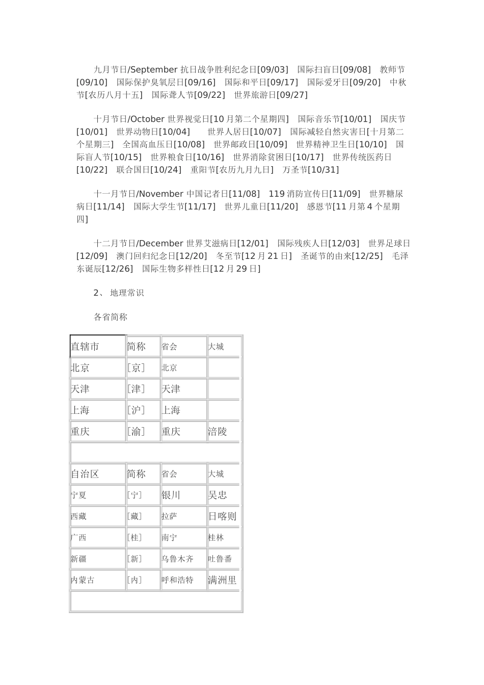 小学语文生活常识类知识大全_第3页