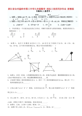 九年级数学 相似三角形同步作业 浙教版试卷